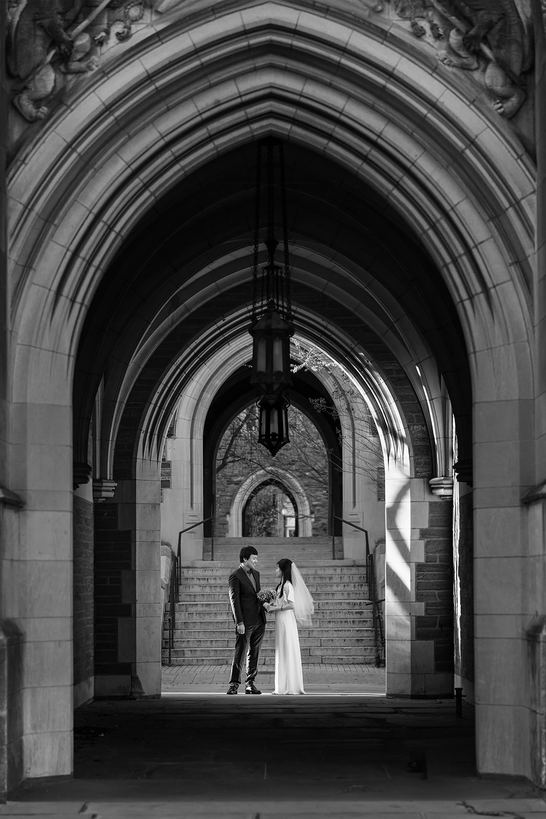 B&W Wedding Photo in Princeton University NJ